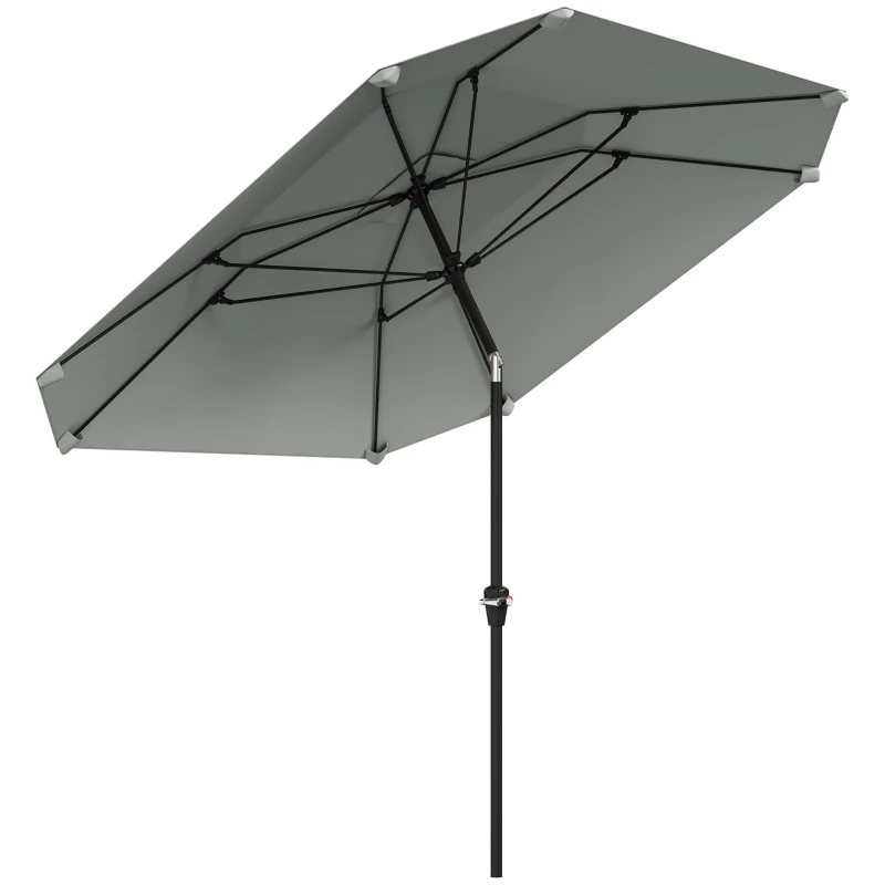 Outsunny 2,3 m Parasol zonder Basis, Verstelbare Terrasparasol met Kruk, Polyester, Aluminium, Fiberglas, Donkergrijs