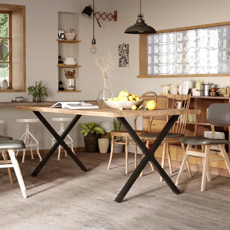 HOMCOM Lot de 2 pieds de table en forme en croix 70 x 72 cm design industriel pour table basse table de chevet noir