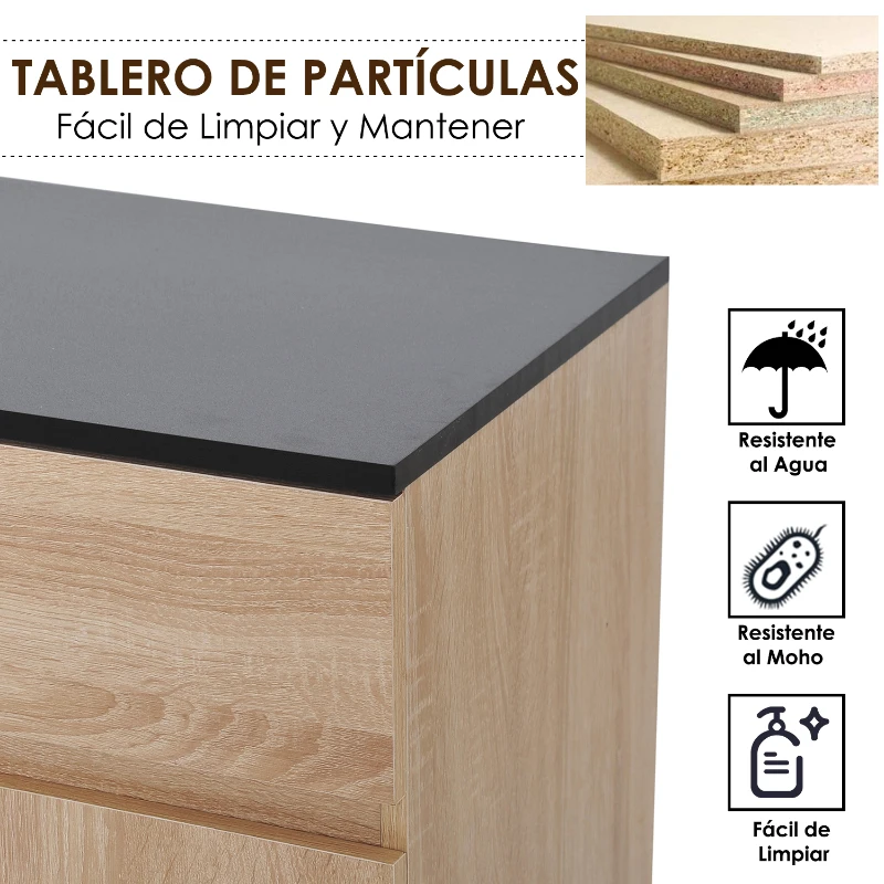 HOMCOM Carro de Cocina Carrito Servir Multiusos Estantería Carrito Auxiliar con Ruedas para Baño Dormitorio con Estante Cajón Armario 78x39,5x88,5 cm