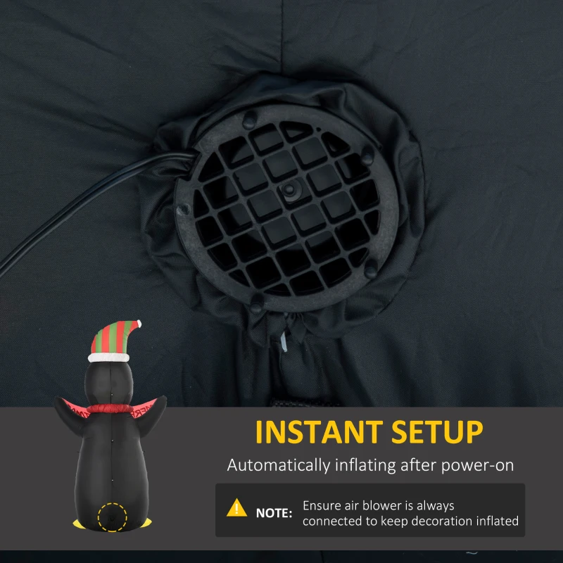 HOMCOM 8ft Inflatable Penguin & Christmas Banner Decoration Indoor Outdoor Weather-Resistant Shell Fun Cute