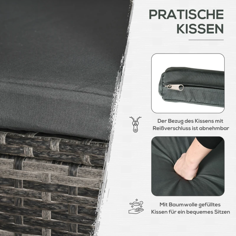 Outsunny Balkonmöbel Set für 2 Personen Sitzgruppe Rattan Gartenset Polyrattan Dunkelgrau