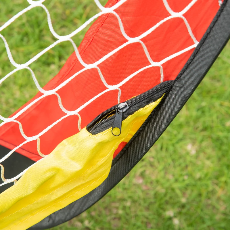HOMCOM Fußballtor Klapptor 2er-Set mit Tragetasche 120 x 80 x 80cm Stahl Schwarz+Rot+Gold