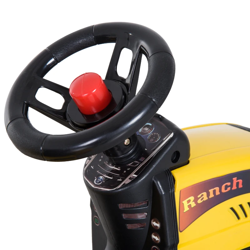 HOMCOM Trattore a Pedali con Rimorchio per Bambini, Giallo e Nero, 123x42x51cm