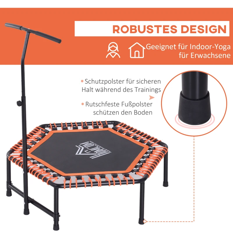 HOMCOM Fitness-Trampolin, Trampolin, Gartentrampolin für Joga, Stahl+Kunststoff+EVA, Schwarz+Orange, 121,92 x 121,92 x 138 cm