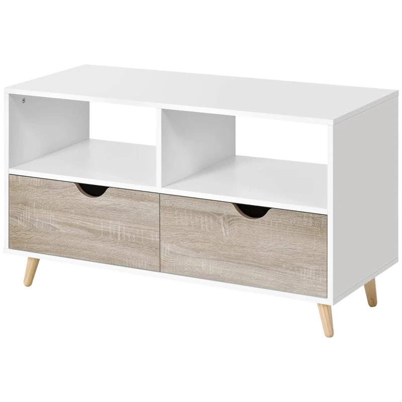 HOMCOM TV Stand Cabinet for TVs up to 42", Modern TV Unit with Shelf, Drawers and Storage Cabinet, Entertainment Center for Living Room, Beige