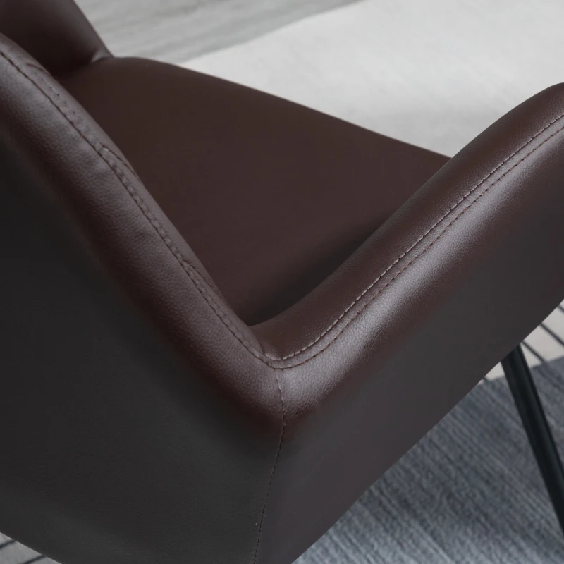 HOMCOM Set 2 Sedie Moderne per Sala da Pranzo, Cucina o Soggiorno, Sedie Imbottite in Similpelle Marrone 60x56.5x85cm