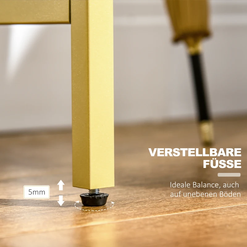 Aosom Konsolentisch im Industriedesign Marmoroptik Gold + Weiß