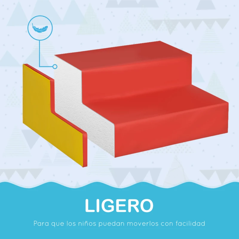 HOMCOM Juego de 6 Bloques de Espuma para Niños de 12-36 Meses Juguete Educativo de Construcción 150x100x24 cm Multicolor