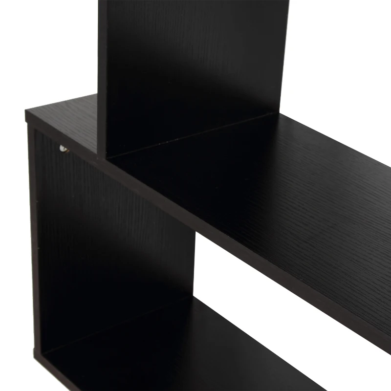 HOMCOM Estantería Librera 6 Estantes Madera Forma S 80x24x191 cm Estantes Color Negro