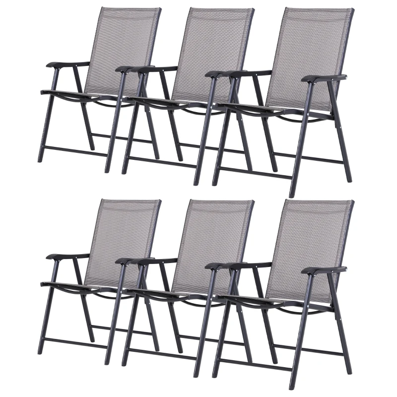 Outsunny Set of Six Folding Garden Chairs - Grey