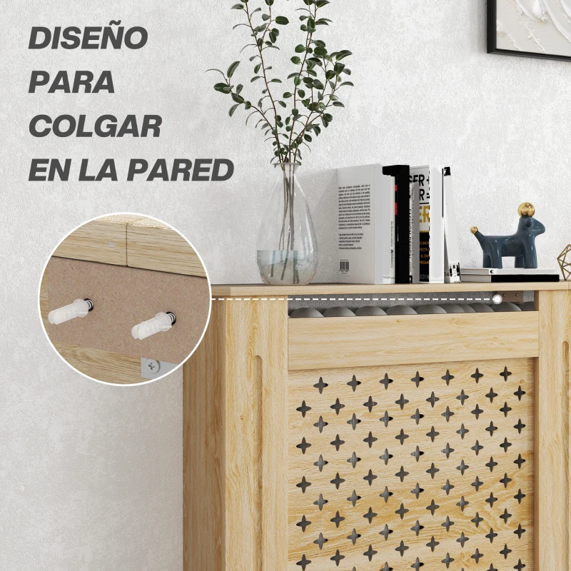 HOMCOM Cubreradiador de MDF Cubierta para Radiador para Salón Dormitorio Pasillo 152x19x82 cm Roble
