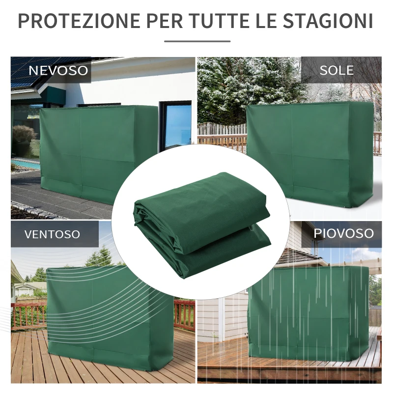 Outsunny Copertura per Dondolo da Giardino a 3 Posti in Tessuto Oxford con Chiusura a Corda, 240x133x185 cm, Verde