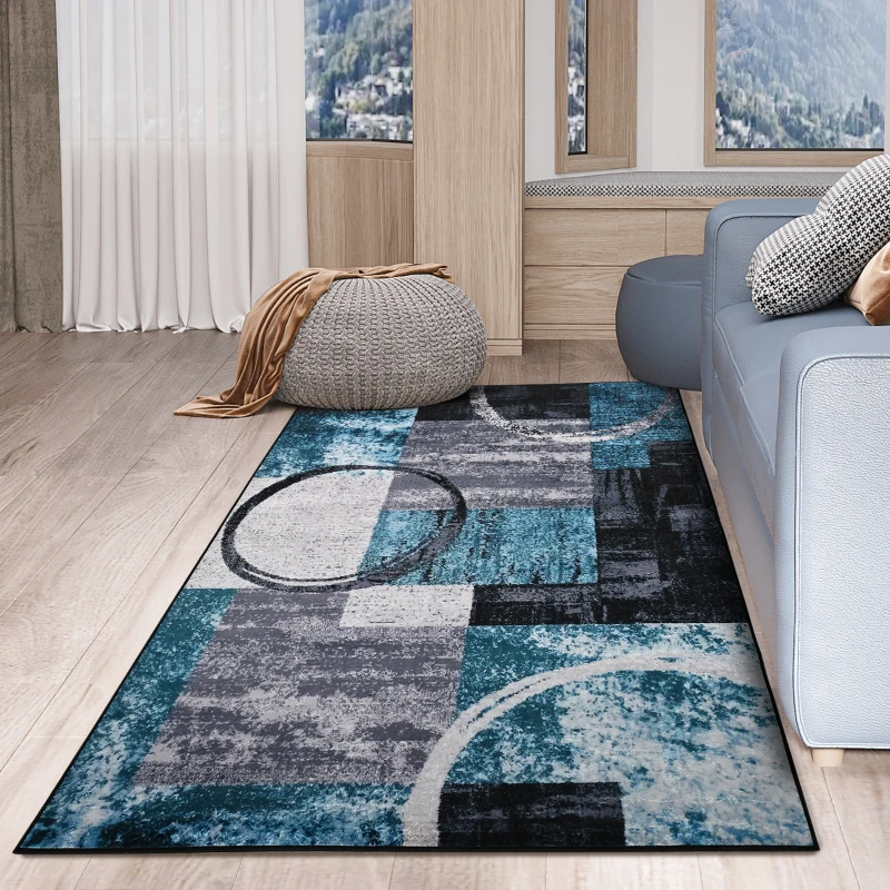 HOMCOM Blue Geometric Rug, Modern Area Rugs Large Carpet for Living Room, Bedroom, Dining Room, 160x230 cm