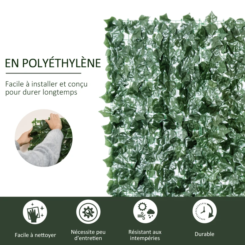 Outsunny Haie Artificielle Brise-Vue décoration Rouleau 3L x 1,5H m Feuillage réaliste Anti-UV Vert