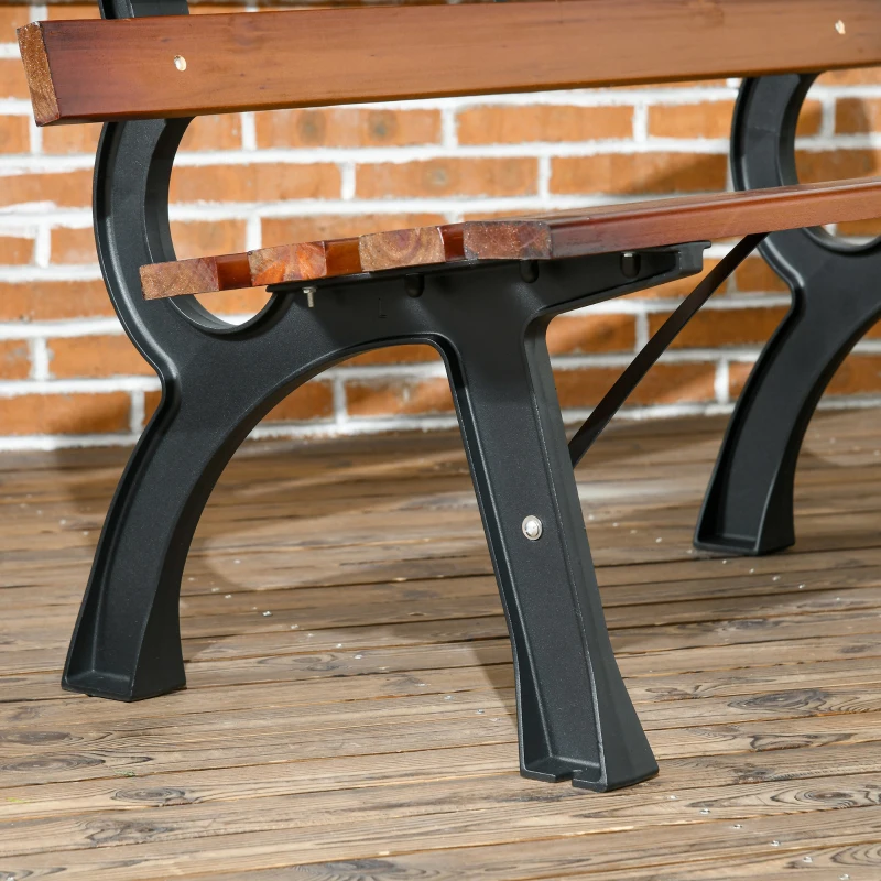 Outsunny Banc de jardin extérieur 2 places en aluminium et lattes de bois, dim. 120L x 57l x 70H cm