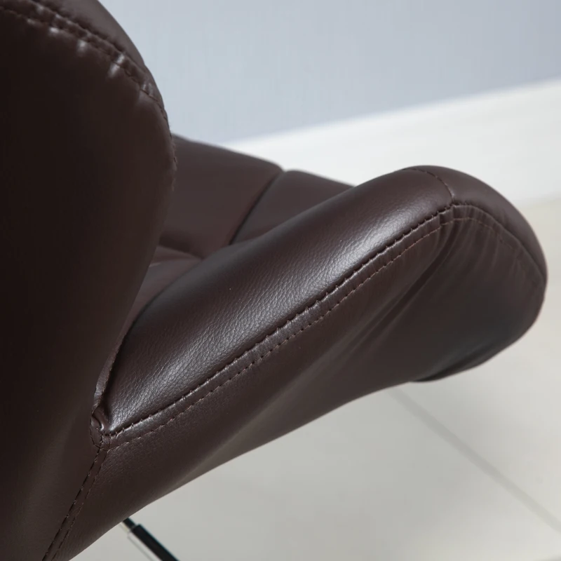 HOMCOM Set 2 Sgabelli da Bar con Altezza Regolabile, Base in Metallo e Seduta in Pelle PU, Sgabelli da Cucina con Schienale e Poggiapiedi, 51.5x57.5x93-114.5cm, Marrone e Argento