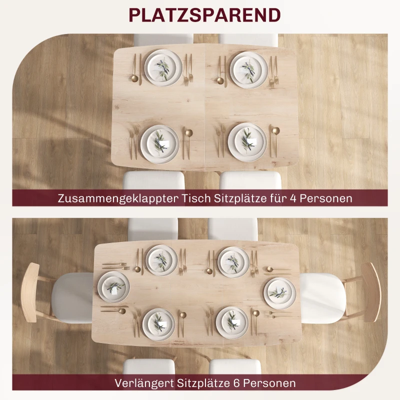 HOMCOM Klappbarer Esstisch, ausziehbar, industrieller Stil, MDF-Holzoptik, Metall, 120-160 x 80 x 76 cm, Eiche
