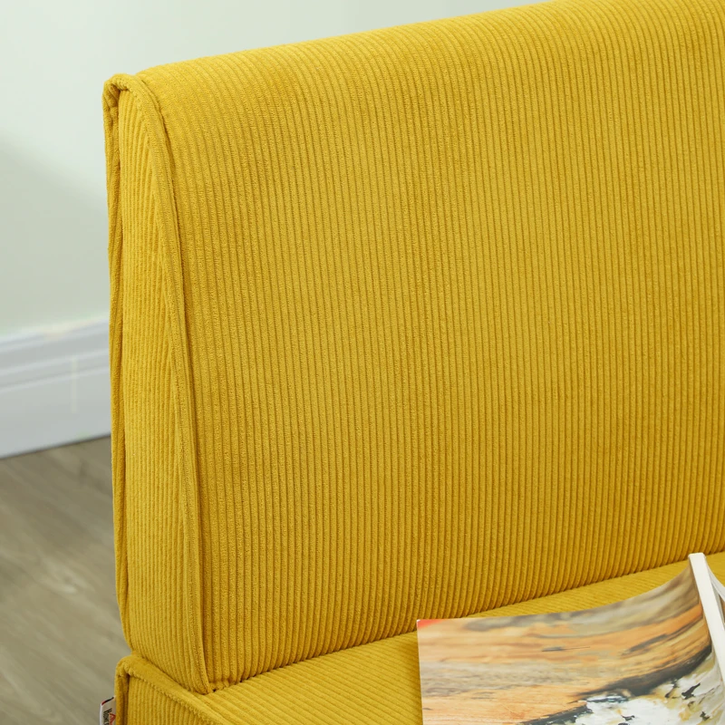HOMCOM Zweisitzer-Sofa mit Cord-Bezug, dicker Polsterung und soliden Holzbeinen für Wohnzimmer, Schlafzimmer, Büro, Gelb(m-9)