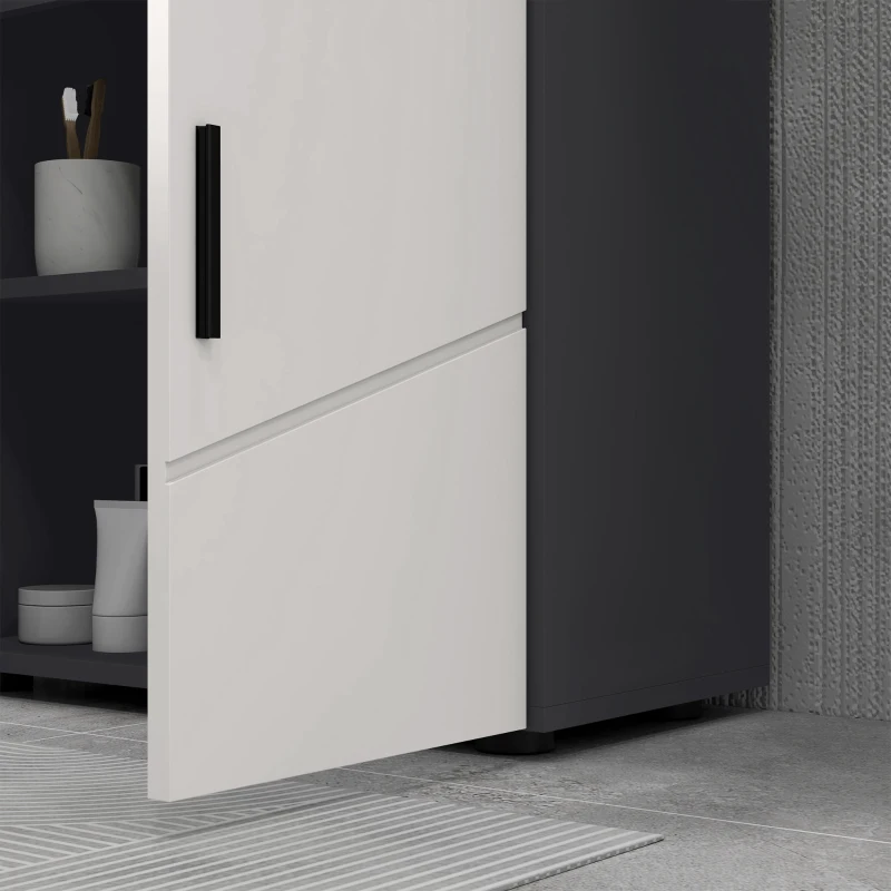 kleankin Mobile Sottolavabo Bagno in Legno con Armadietto 2 Ante, 60x30x60cm, Grigio