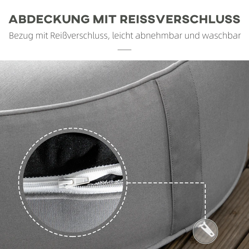 Outsunny Hocker, Ottomane, aufblasbar, waschbarer Bezug, bis 150 kg belastbar, dunkelgrau, 53 x 53 x 23 cm