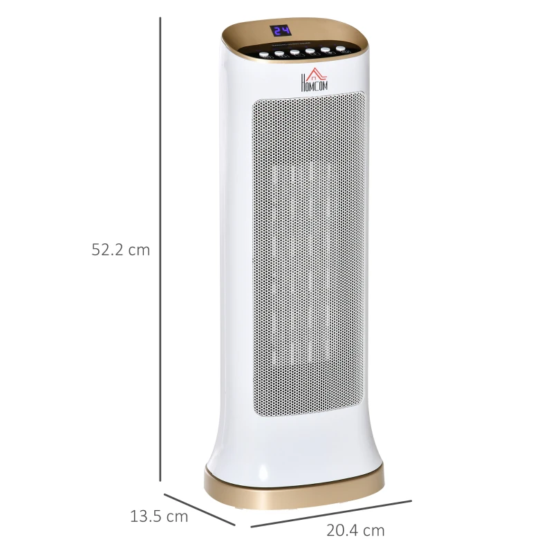 HOMCOM 2000W Electric Heater, PTC Ceramic Portable Fan Heater with Overheating & Tip-Over Protection, 45° Oscillating Energy Efficient Electric Heater for Home, Office, Study, Bedroom