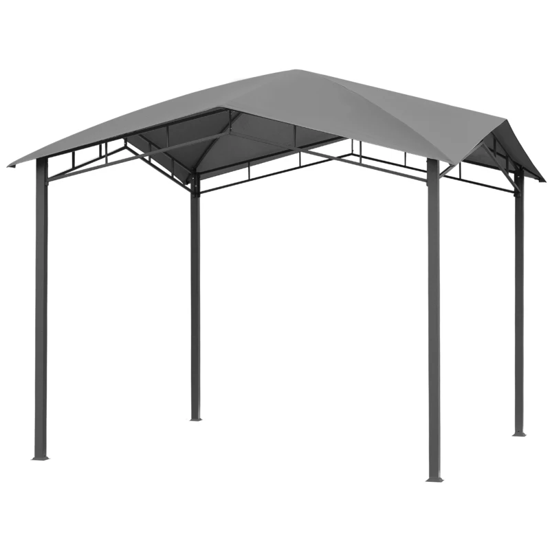 Outsunny Gartenpavillon Pavillon Überdachung Vordach Sonnenschutz Partyzelt Laube Metall + Polyester Grau 3 x 3 m