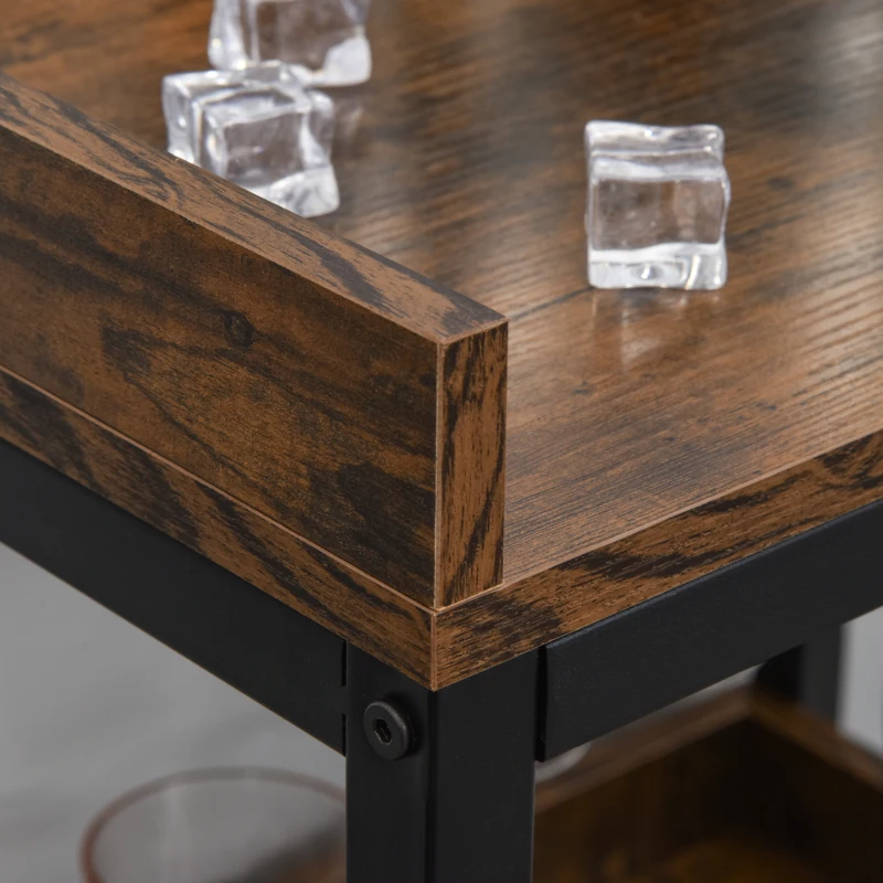 HOMCOM Weinregal 9 Flaschen-Weinschrank Flaschenregal mit 2 offenen Regalen und Glashalter Schwarz+Braun 52 x 40 x 113 cm