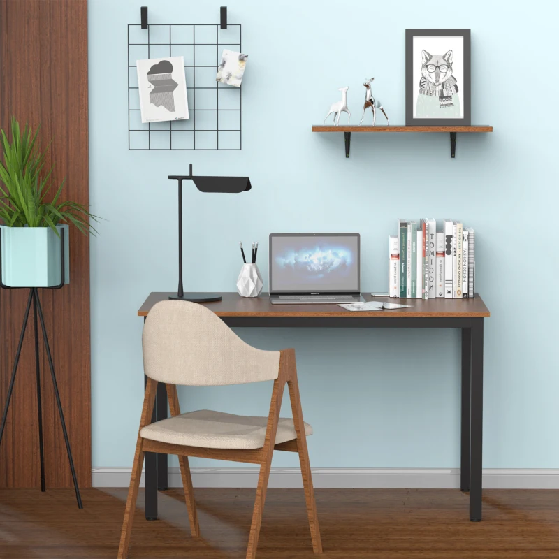HOMCOM Scrivania Tavolo per Computer da Ufficio, Tavolo da Pranzo per Camera in Truciolato, 120×60×74 cm, color Noce