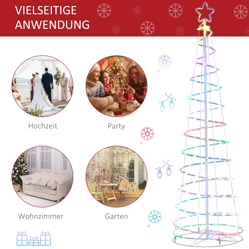 Outsunny Spiralbaum Weihnachtsbaum Moderner Weihnachtsbaum, LED´s, Ø55 x 183 cm, Mehrfarbig