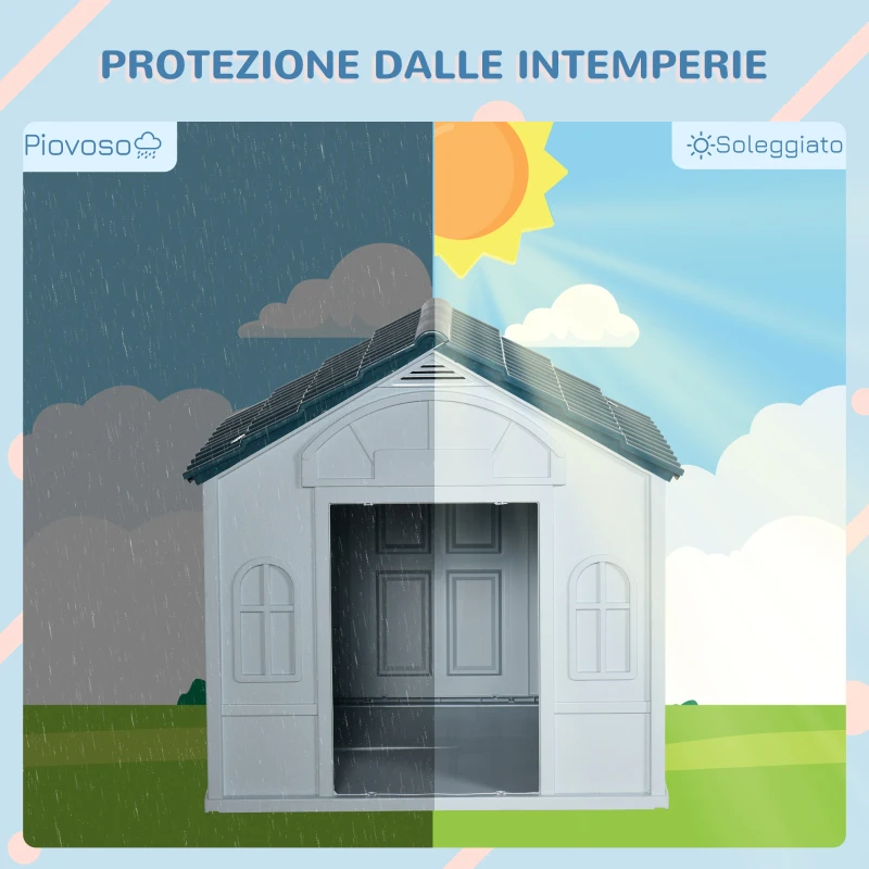 PawHut Cuccia per Cani di Taglia Media e Grande max 30kg in PP Impermeabile, 84.2x98.2x82 cm, Blu