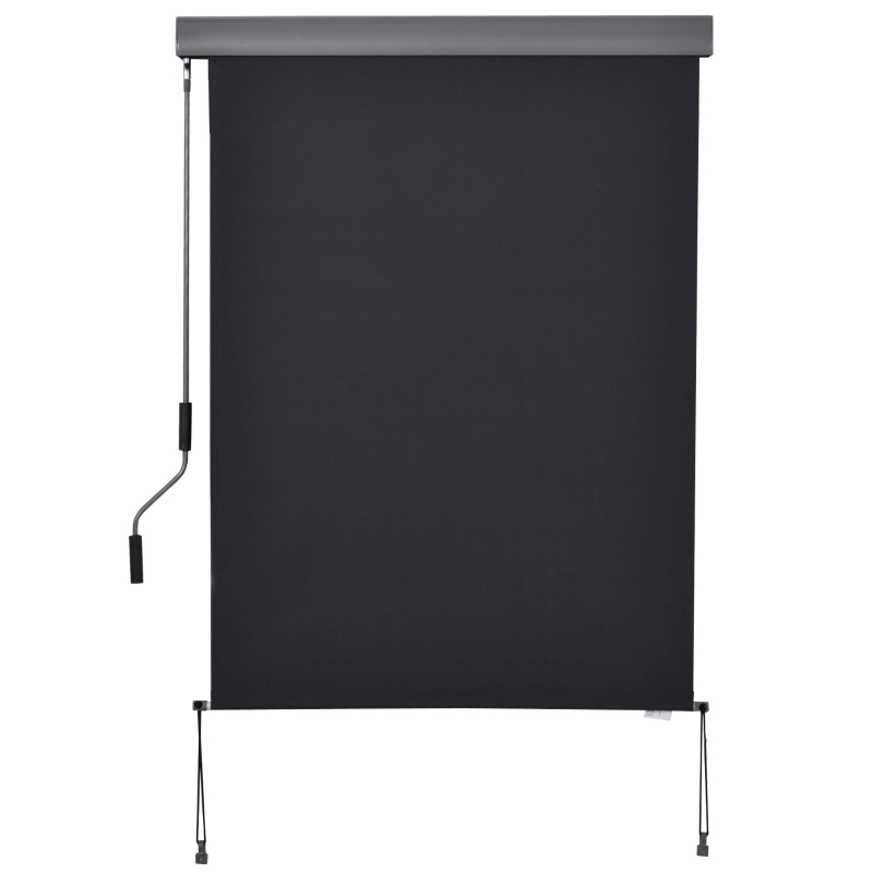 Outsunny Senkrechtmarkise Balkonmarkise Vertikalmarkise Windschutz Seitenrollo Sichtschutz mit Handkurbel Polyesterstoff+Aluminium Dunkelgrau 140 x 100 cm