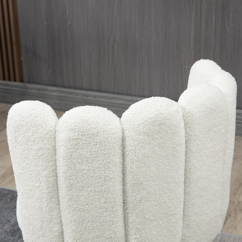 HOMCOM Lot de 2 chaises hautes tabourets de bar avec repose-pieds acier tissu effet laine bouclée hauteur 65 cm crème noir