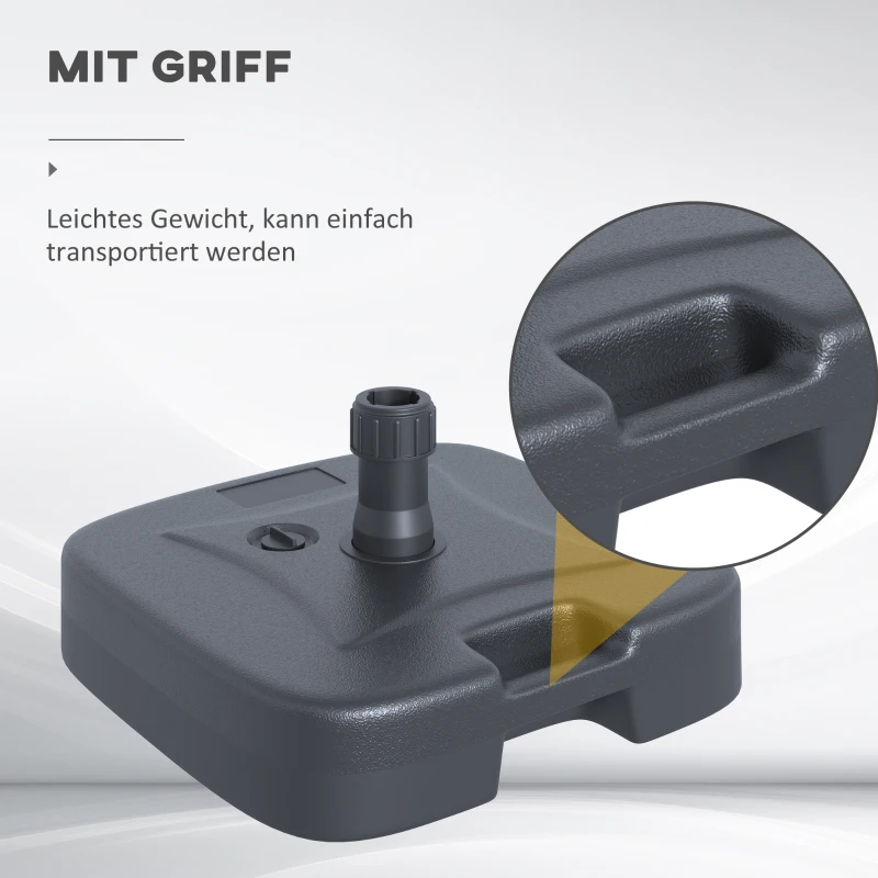 Outsunny Sonnenschirmständer Schirmständer Schirmhalter befüllbar mit Sand Wasser abgerundete Ecken HDPE-Kunststoff Schwarz 46 x 45 x 26 cm bis zu 30 kg Netto Gewicht 1,6Kg