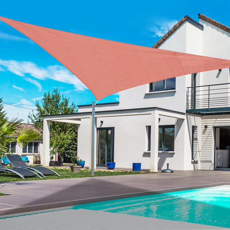 Outsunny Toldo Vela Triangular 3x3x3 m Vela de Sombra para Jardín Patio Terraza HDPE Anti UV y Transpirable Color Rojo Óxido