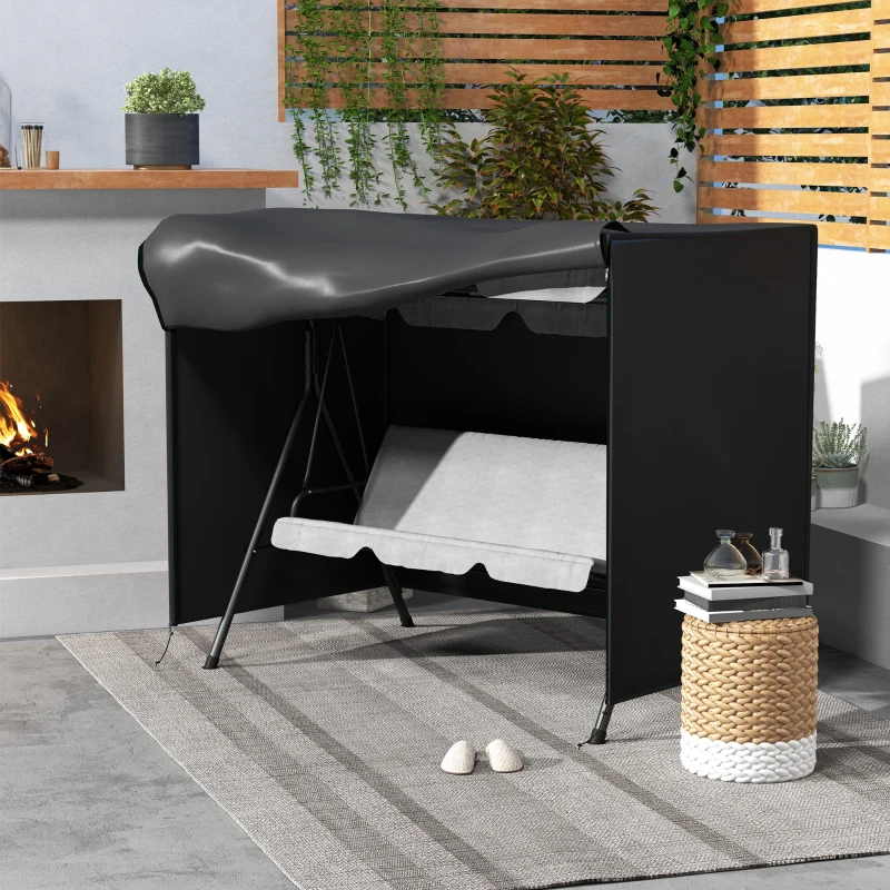 Outsunny Abdeckung für Gartenschaukel, Schutzhülle für Hollywoodschaukel, Abdeckhaube, wasserfest, 205 x 124 x 164 cm, Schwarz(m-2)