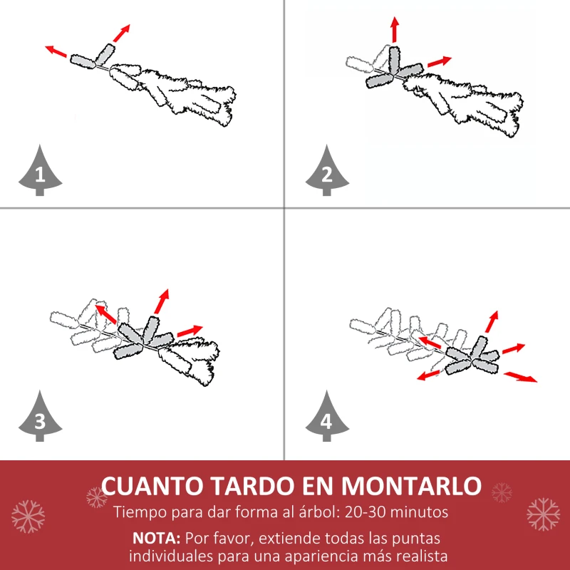 HOMCOM Árbol de Navidad Artificial con Luces Preinstaladas de 150 cm y 502 Ramas Decoración Navideña para Interior Verde