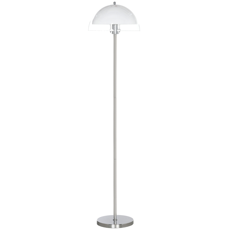 HOMCOM Lampada a Piantana Moderna con Paralume a Doppio Strato, in Metallo e Acrilico, Ø35x150 cm, Bianca