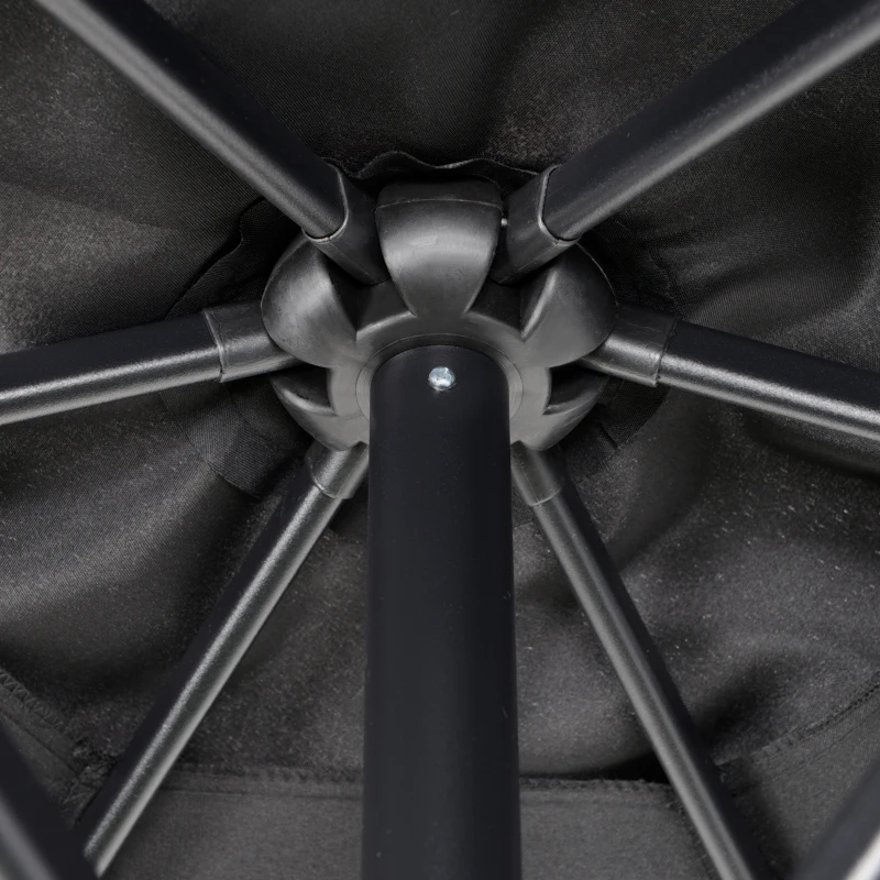 Outsunny 2m Garden Parasol Umbrella, Outdoor Sun Shade with 6 Sturdy Ribs for Balcony, Bench, Garden, Black