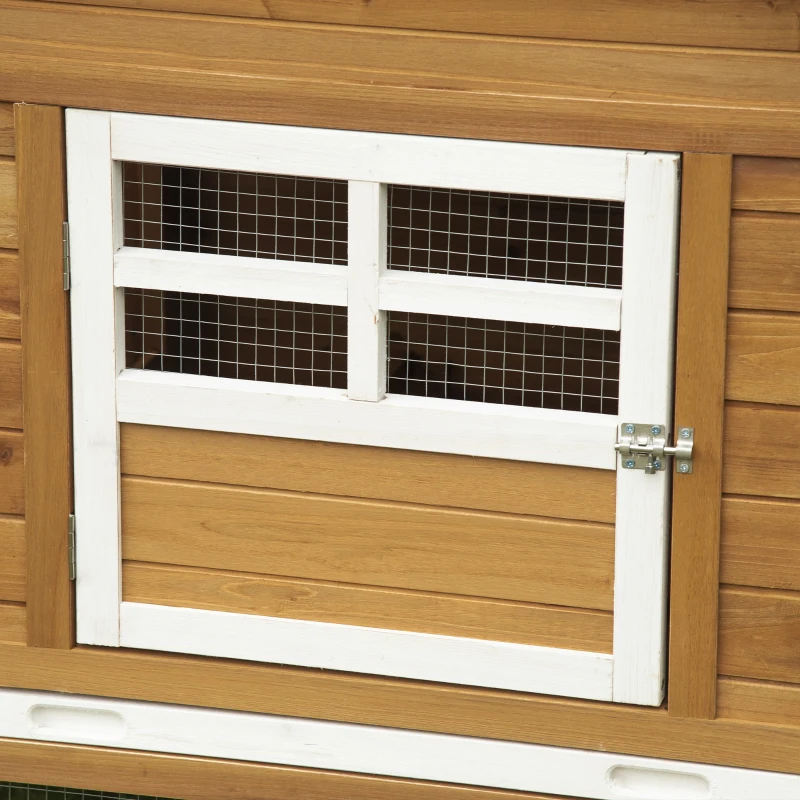 PawHut Gallinero de Madera Exterior Jaula para 2-4 Gallinas con Corral de Alambre Techos Asfálticos Nido Bandeja Extraíble y Rampa 200x80x105 cm Marrón