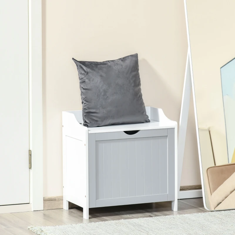 kleankin Bathroom Laundry Cabinet, Multi-Purpose Storage Unit with Raised back and Shaker Style Door