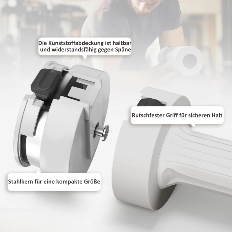 SPORTNOW 2 x 2,5 kg Kurzhanteln mit anpassbarem Gewicht, Kunststoffgehäuse, Weiß