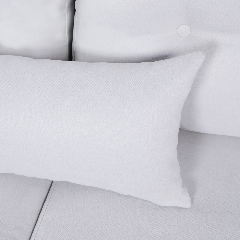 HOMCOM Canapé 2 Places Grand Confort dim. 140L x 78l x 83H cm Coussin déco. Inclus Pieds Bois Massif Eucalyptus Tissu Lin Gris Clair