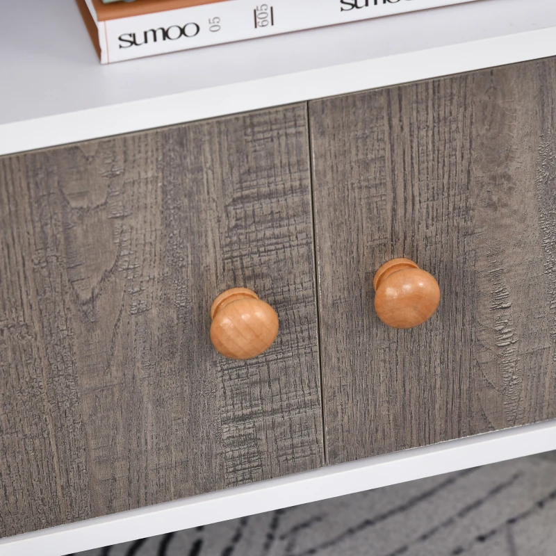 HOMCOM Meuble buffet scandinave bibliothèque meuble de rangement en bois panneaux de particules blanc gris