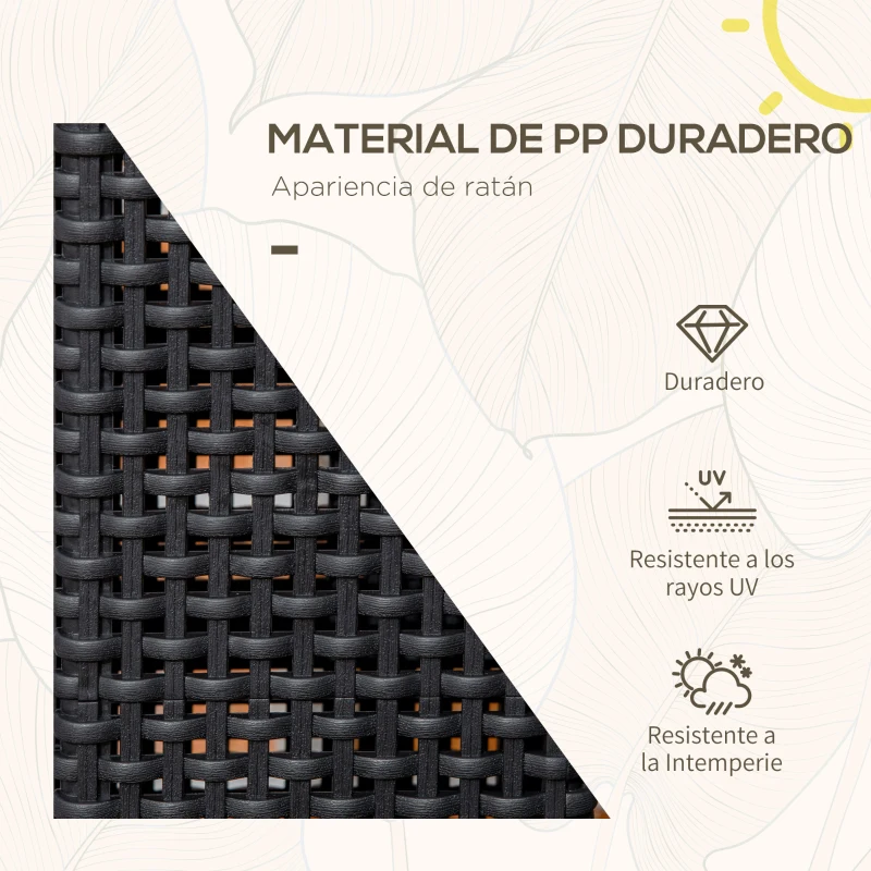 Outsunny Lámpara de Pie de Ratán Sintético con Luces LED para Decoración de Exteriores 15,5x15,5x47 cm Negro