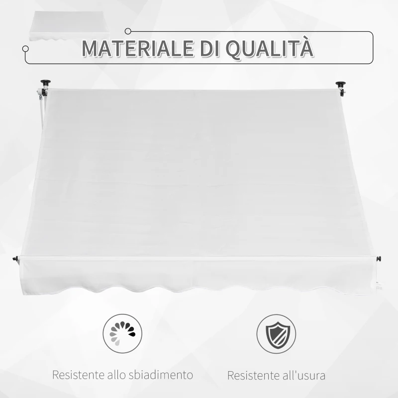 Outsunny Tenda da Sole da Esterno 2x1.5m a Rullo con Manovella, Altezza e Angolazione Regolabile, Bianco
