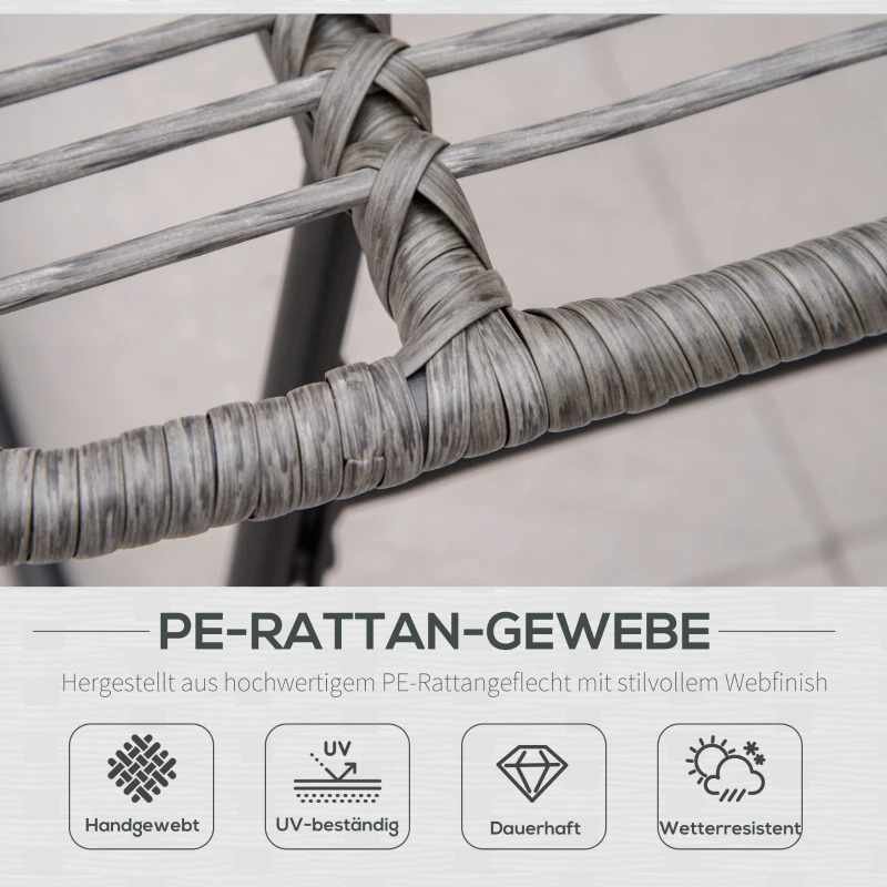 Outsunny Rattan Relaxsessel mit Fußhocker, Gartensessel mit dicke Kissen Outdoor Rattanstuhl Gartenstuhl für Garten, Balkon, Terrasse Grau