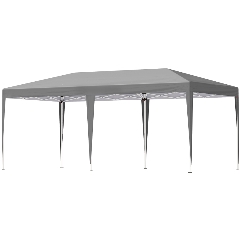 Outsunny Pop Up Gazebo 3 x 6m, Foldable Canopy Tent, Height Adjustable Wedding Awning Canopy w/ Carrying Bag, Grey