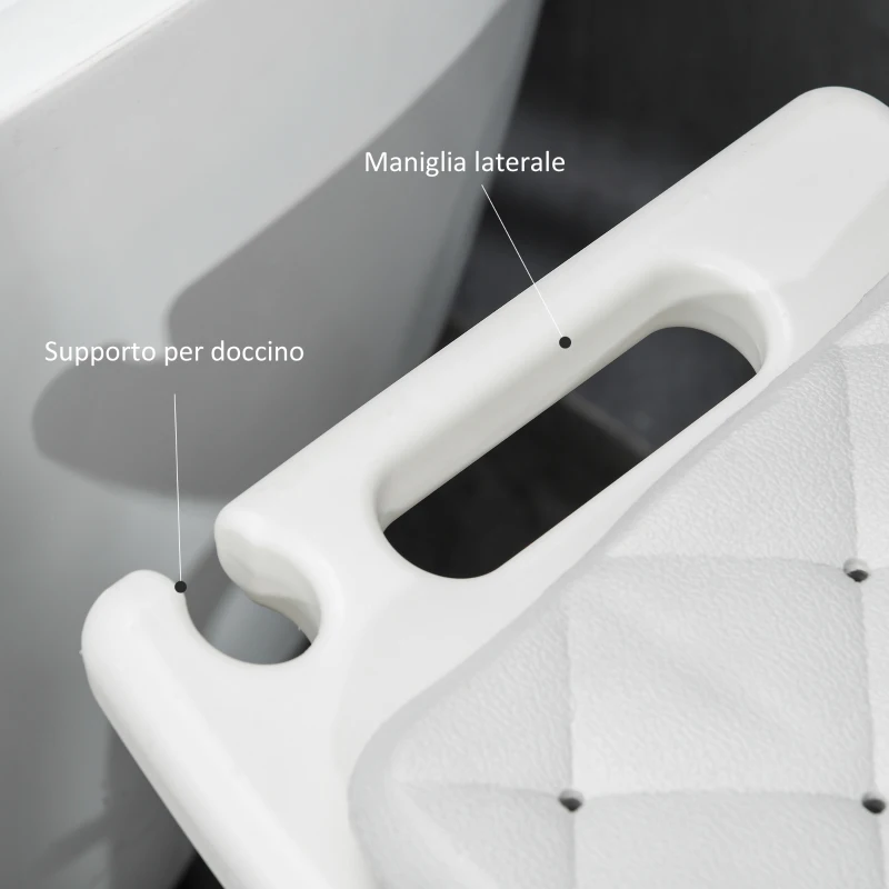HOMCOM Sgabello da Doccia in Alluminio con Altezza Regolabile, Cuscino e Piedini Antiscivolo, Bianco