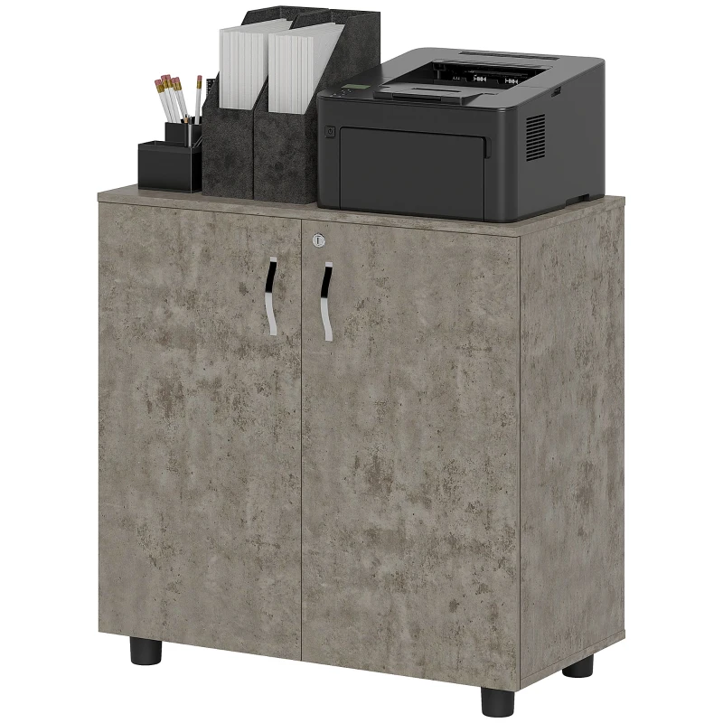 Vinsetto Two-Tier Locking Office Storage Cabinet - Grey