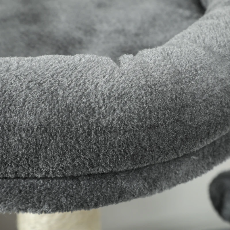 PawHut Katzenbaum für den Innenbereich, 111 cm, Kratzbaum mit Katzenbett, Sisal-Kratzpfosten, Spielball, Sprungplattform, Grau